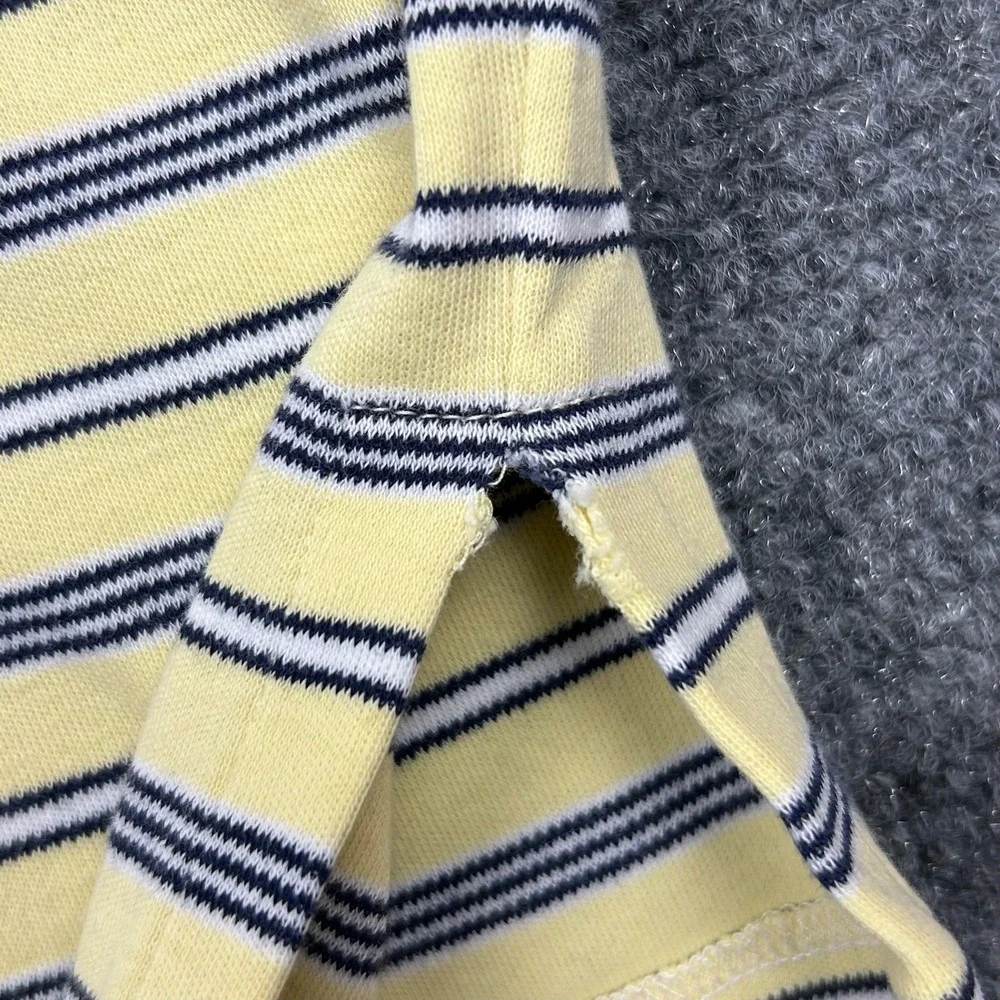 Polo Ralph Lauren Polo Shirt Mens L Yellow Blue Striped Preppy Golf Short Sleeve